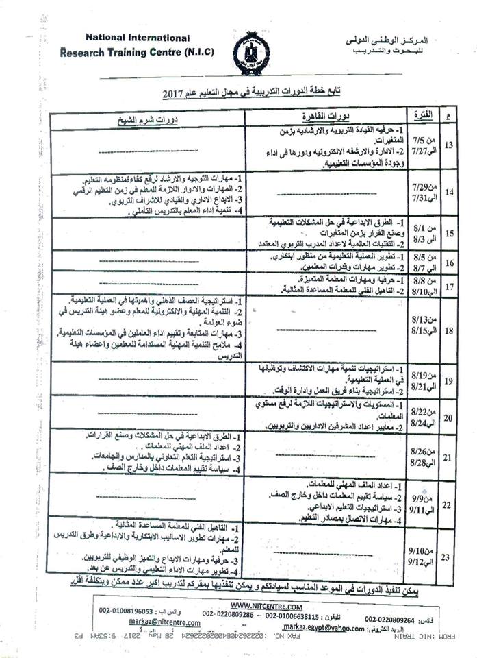” تعليم السويس ” تعلن عن دورات تدريبية للمعلمين بشرم الشيخ والقاهرة بتعاون مصرى سعودى