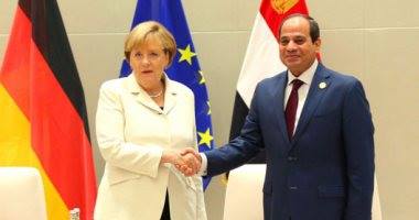 السيسى يجرى اتصالا هاتفيا بالمستشارة الالمانية انجيلا ميركل