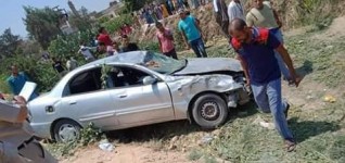 بالصور.. مصرع شخصين وإصابة 9 آخرين في حادث تصادم بالمنيا